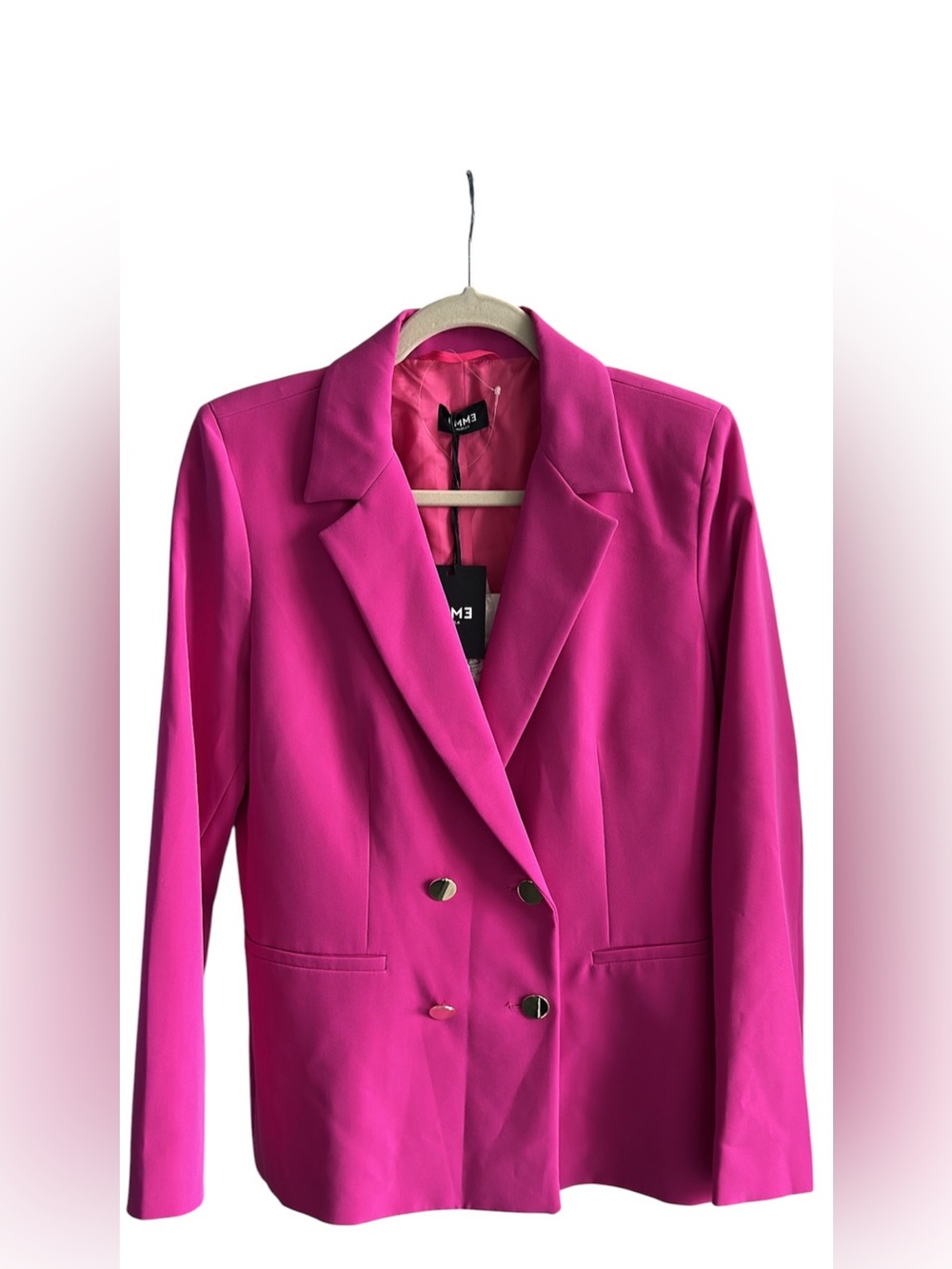 MARELLA Fuchsia Double-Breasted Blazer with Gold Buttons